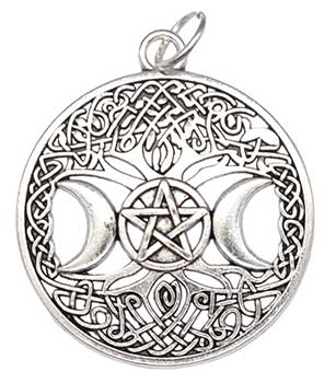 1 1/4" Tree of Life Triple Moon Pentagram amulet