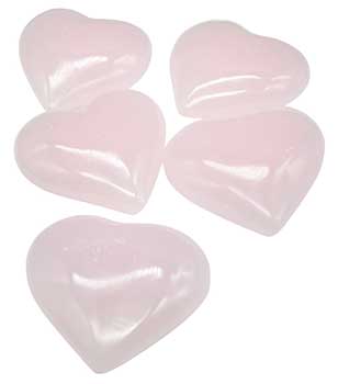 (set of 5) 2" Calcite, Pink heart