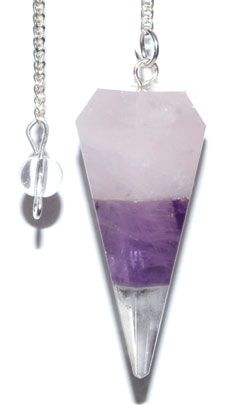 6-sided Amethyst & Rose Quartz pendulum
