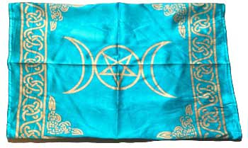 21" x 21" Turquoise Triple Moon altar cloth